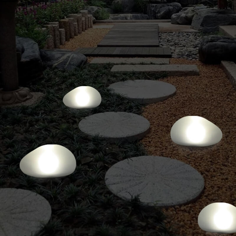 Rayvia Solar Pebble LED Landscape Light - Modern Outdoor Solar Garden Lighting - Small