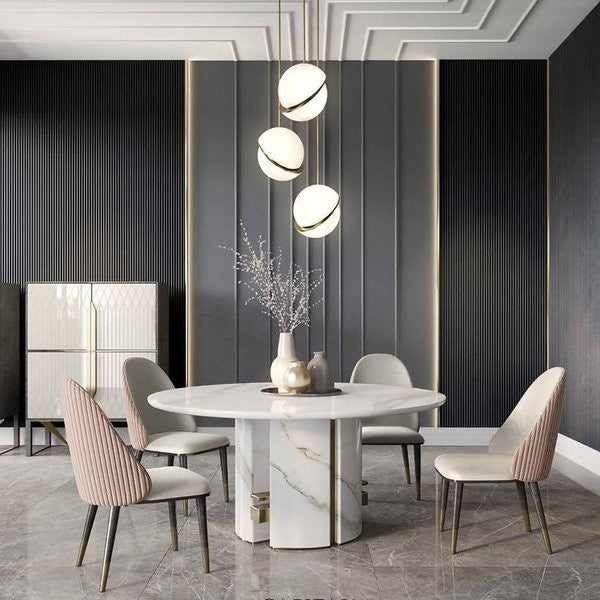 RoyaleGlow Modern Brass Globe Pendant Light - Minimalist Crescent Hanging Lamp