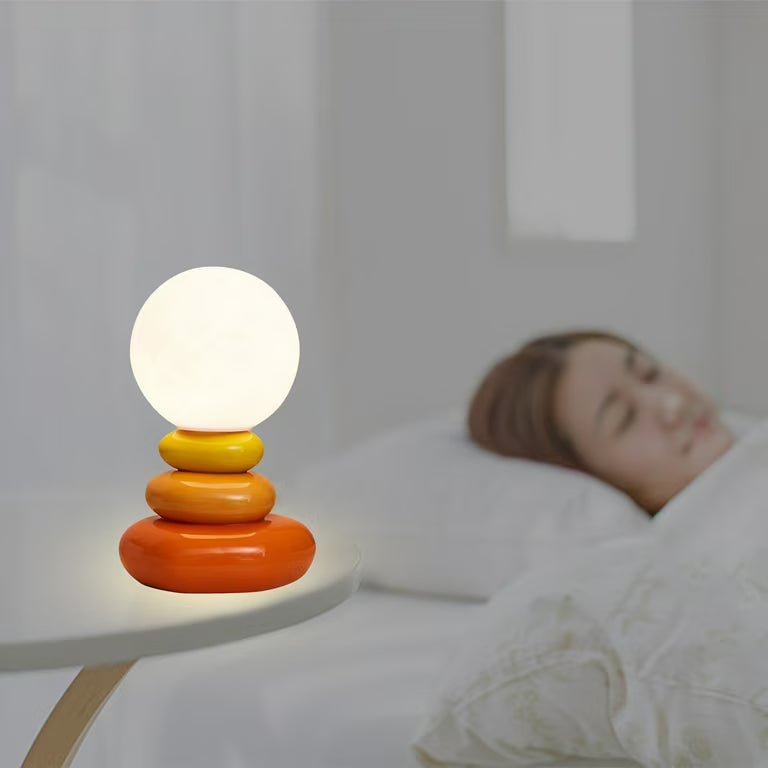 Lumora Sculptural Glazed Ceramic Table Lamp, Opal Orb Diffuser