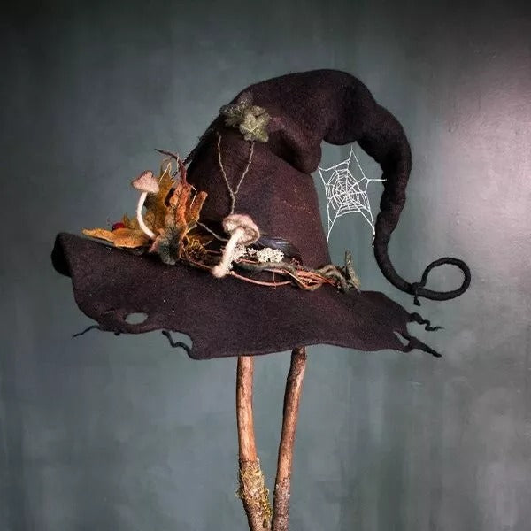 RoyaleGlow Halloween Party Felt Witch Hats for Adults