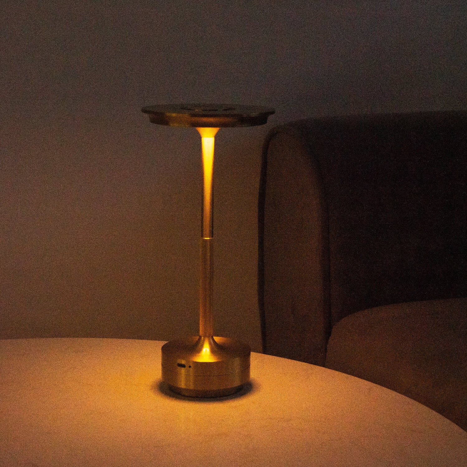 Luxlive Cordless Ambient Table Lamp - Metallic, Waterproof, Adjustable Brightness - Gold