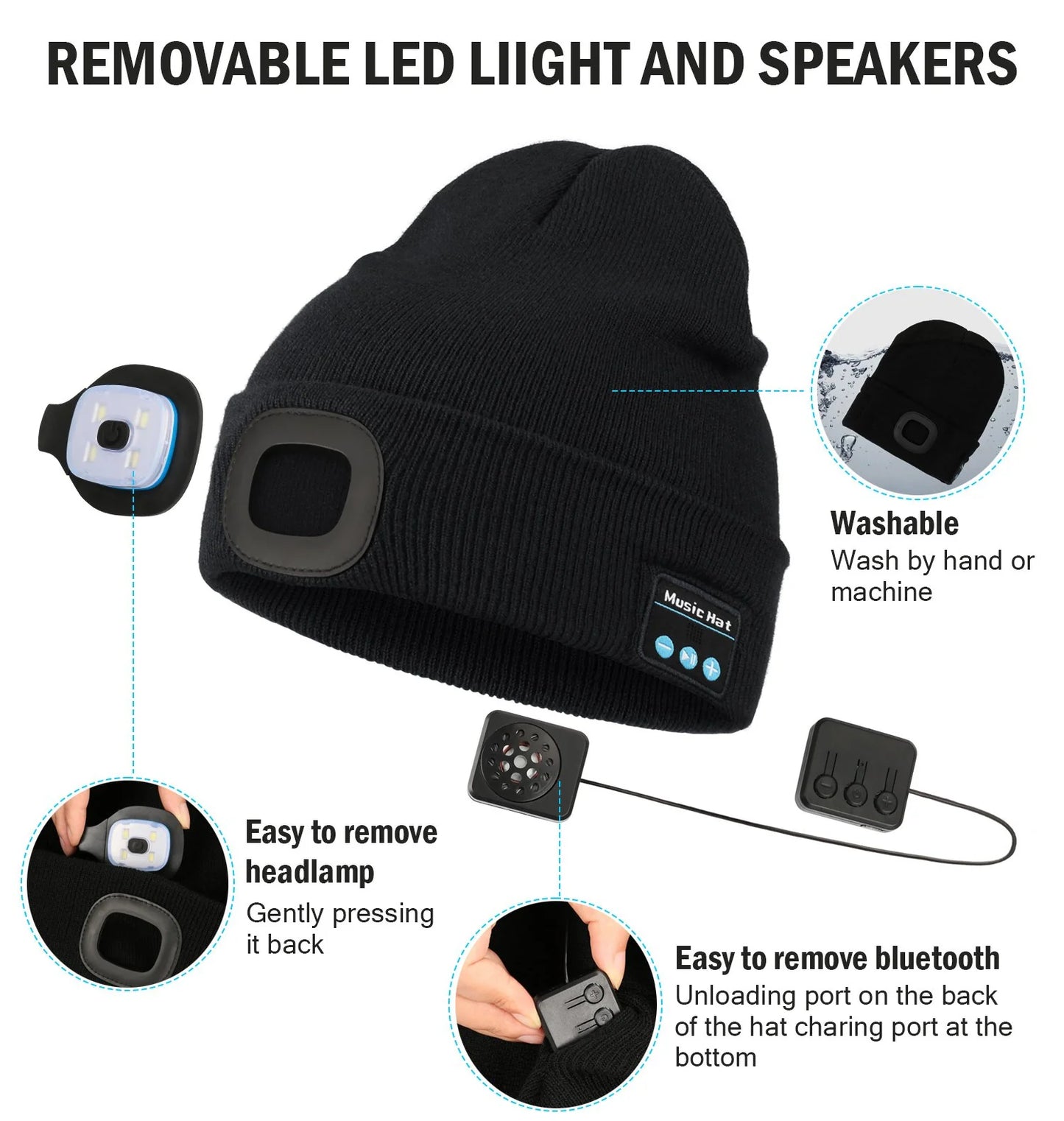 RoyaleGlow 3-in-1 Function Bluetooth Beanie for Outdoor Use