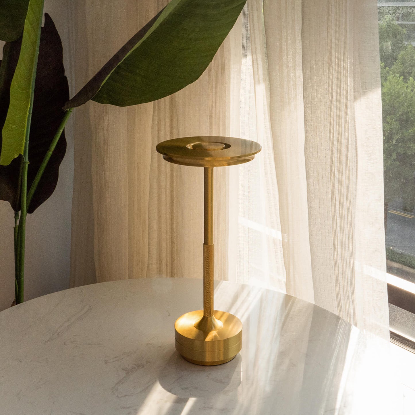 Luxlive Cordless Ambient Table Lamp - Metallic, Waterproof, Adjustable Brightness - Gold