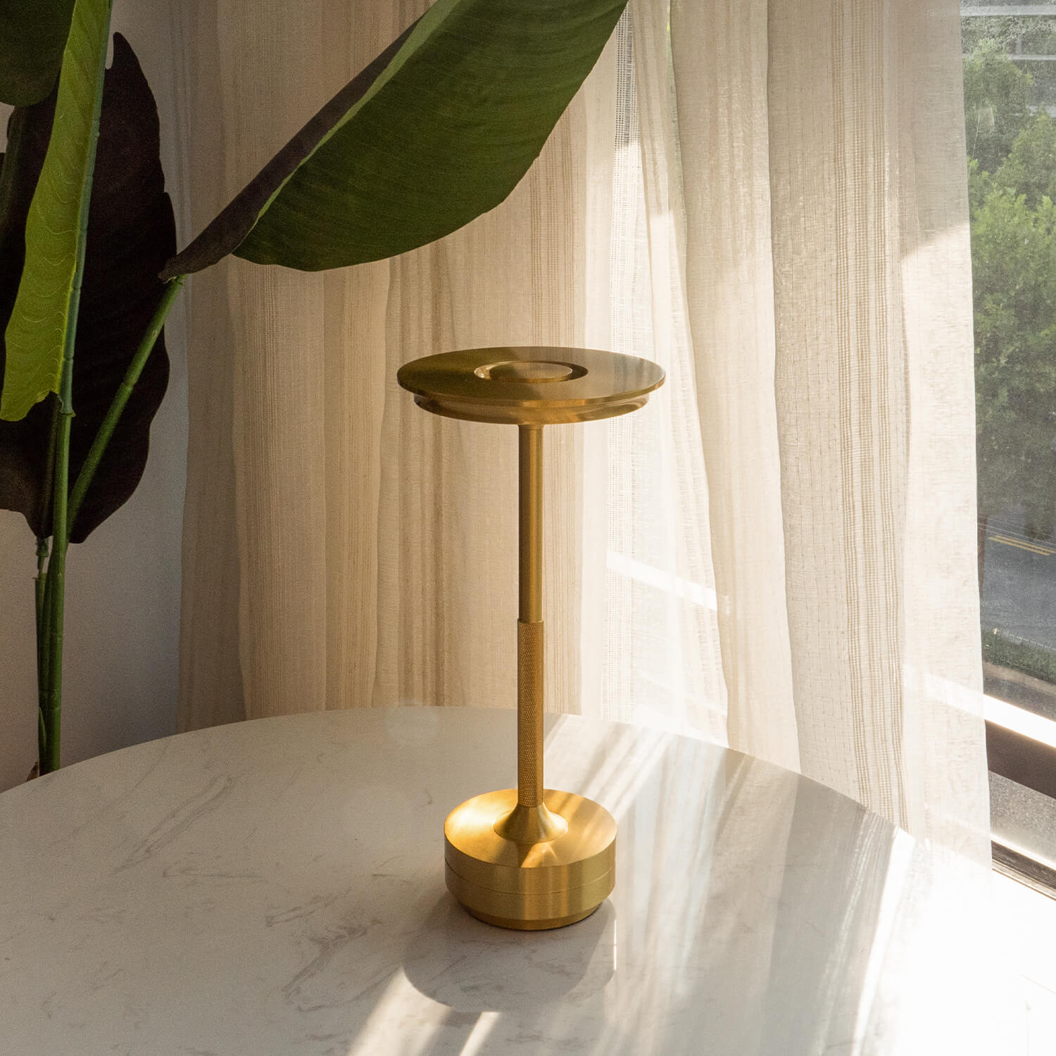Luxlive Cordless Ambient Table Lamp - Metallic, Waterproof, Adjustable Brightness - Gold