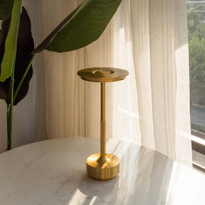 Luxlive Cordless Ambient Table Lamp - Metallic, Waterproof, Adjustable Brightness - Gold