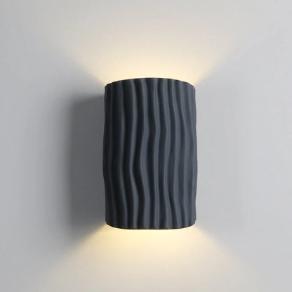 LuxRoyale Pleated Resin Wall Lamp Sconce With Soft Ambient Glow Textured Wave Pattern