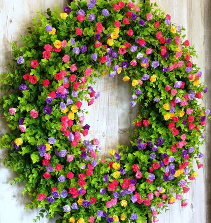 Luxora Farmhouse Colorful Cottage Wreath for Spring Decor