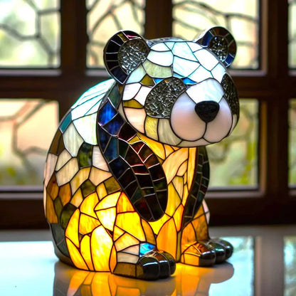 Royaleva WildCraft Animal Light Sculptures – Stained Glass LED Art Lamp - Panda