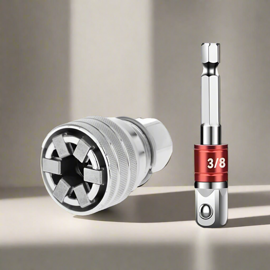 Universal socket wrench tool with high-torque grip for damaged, rusted, and rounded bolts. Adjustable size range, durable vanadium steel construction, and 3/8” adapter for DIY, auto repair, and industrial use."