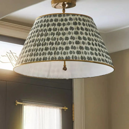 RoyaleGlow Pleated Fabric Semi-Flush Mount Ceiling Light with Botanical Print