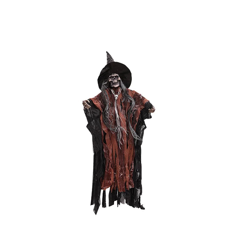 1-3PCS Animated Halloween Hanging Skeleton Ghost Light-up Sound Activated Horror Props for Haunted House Party Yard Decoration 10