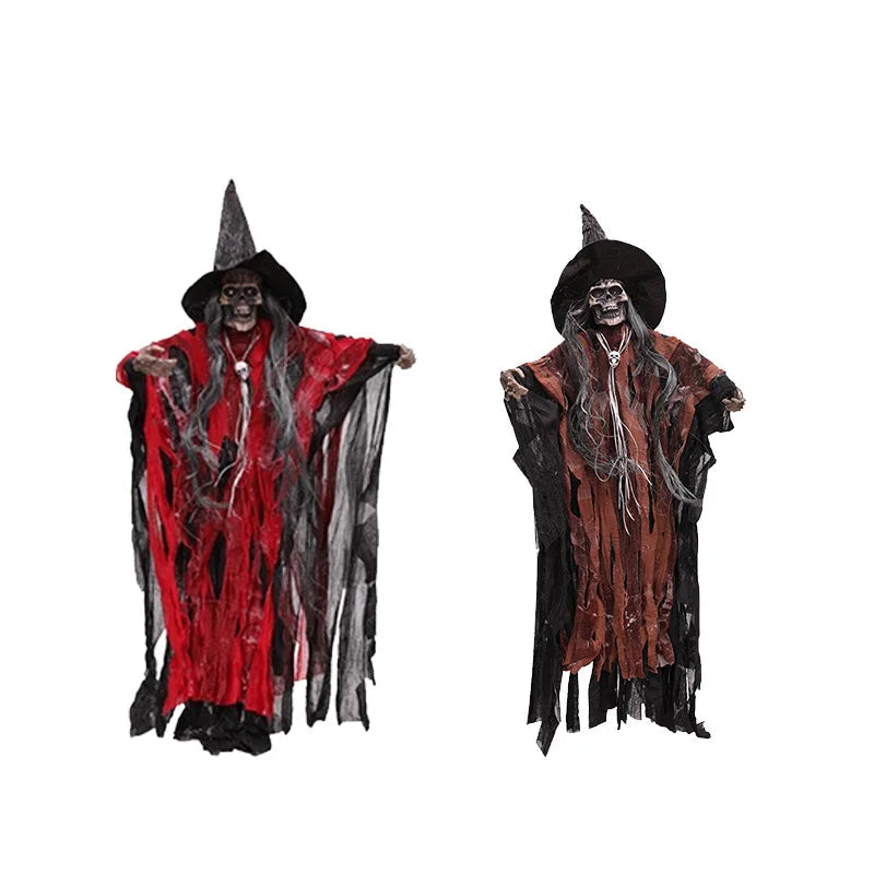 1-3PCS Animated Halloween Hanging Skeleton Ghost Light-up Sound Activated Horror Props for Haunted House Party Yard Decoration 11