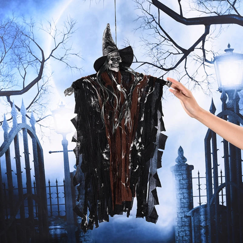 1-3PCS Animated Halloween Hanging Skeleton Ghost Light-up Sound Activated Horror Props for Haunted House Party Yard Decoration 3