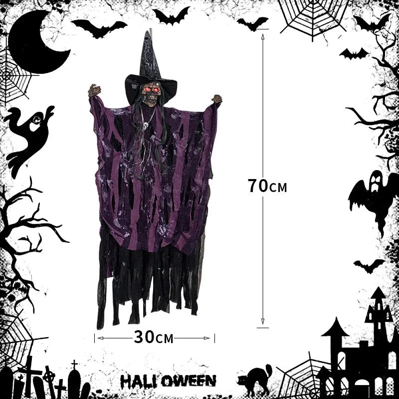 1-3PCS Animated Halloween Hanging Skeleton Ghost Light-up Sound Activated Horror Props for Haunted House Party Yard Decoration 5