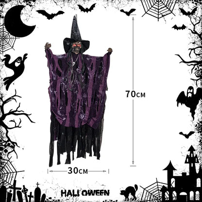 1-3PCS Animated Halloween Hanging Skeleton Ghost Light-up Sound Activated Horror Props for Haunted House Party Yard Decoration 5