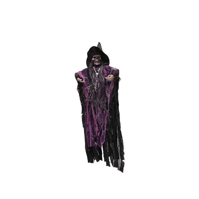 1-3PCS Animated Halloween Hanging Skeleton Ghost Light-up Sound Activated Horror Props for Haunted House Party Yard Decoration 7