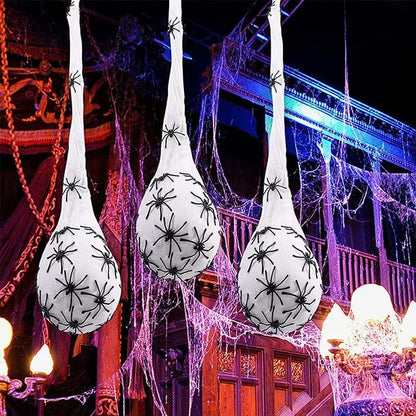 1-5PCS Halloween Hanging Spider Egg Sack Decoration with LED Lights Battery Powered for Haunted House Porch Yard Party Decor 1