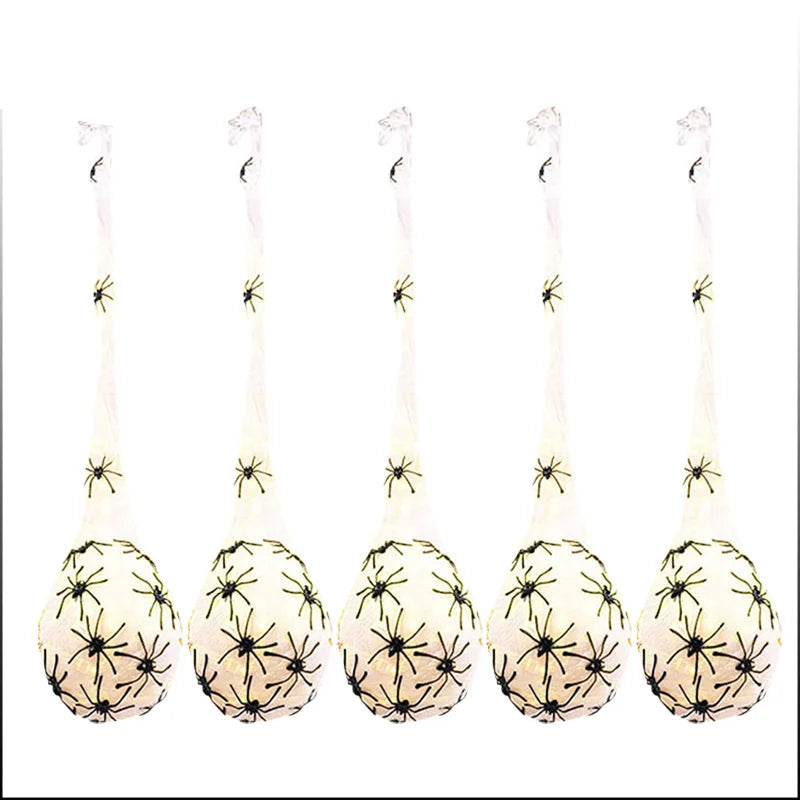 1-5PCS Halloween Hanging Spider Egg Sack Decoration with LED Lights Battery Powered for Haunted House Porch Yard Party Decor 10