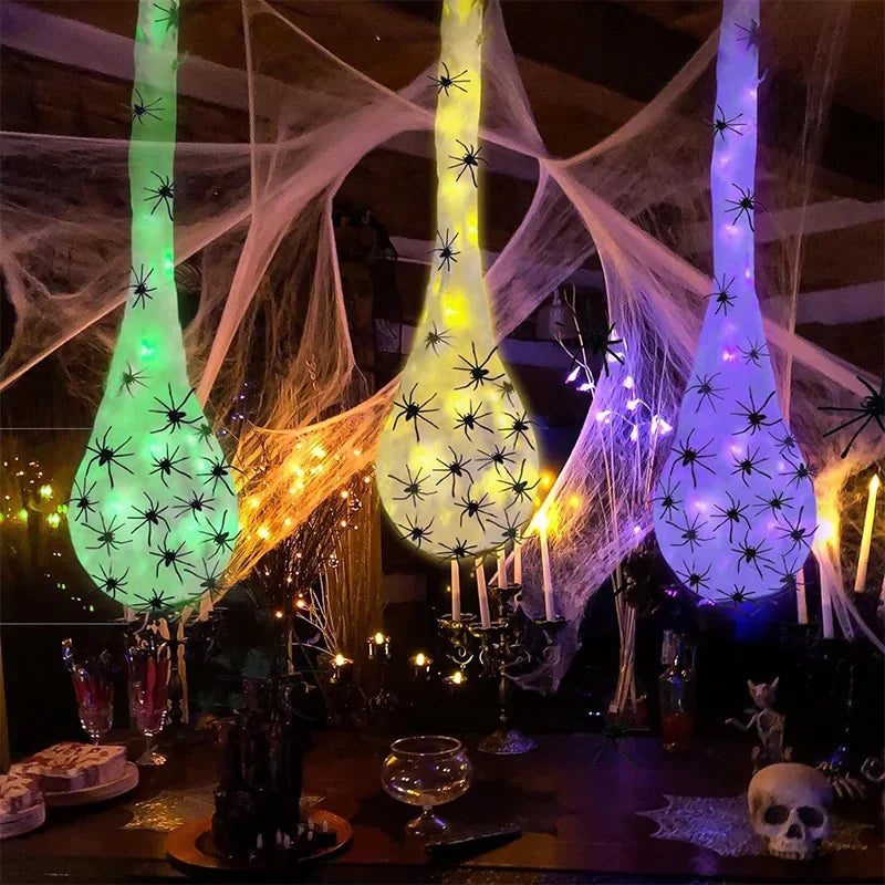 1-5PCS Halloween Hanging Spider Egg Sack Decoration with LED Lights Battery Powered for Haunted House Porch Yard Party Decor 2