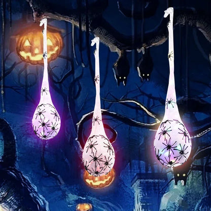 1-5PCS Halloween Hanging Spider Egg Sack Decoration with LED Lights Battery Powered for Haunted House Porch Yard Party Decor 3