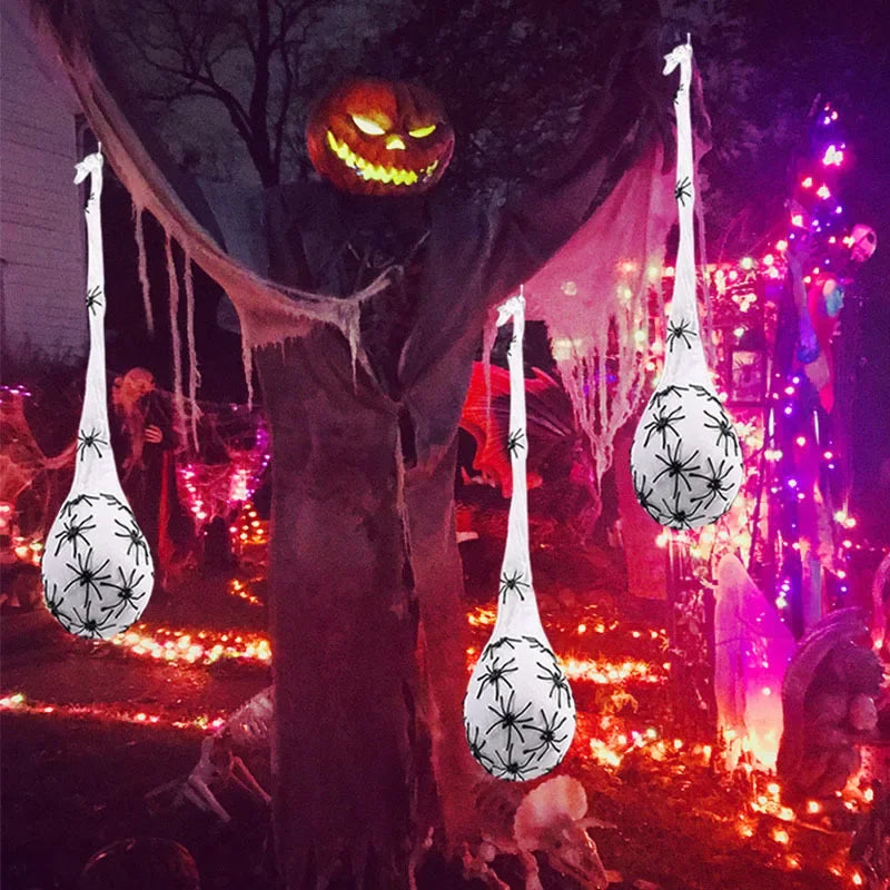1-5PCS Halloween Hanging Spider Egg Sack Decoration with LED Lights Battery Powered for Haunted House Porch Yard Party Decor 4