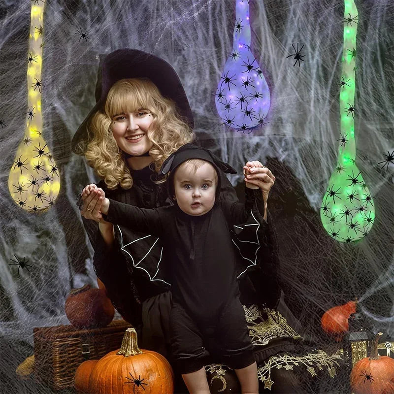 1-5PCS Halloween Hanging Spider Egg Sack Decoration with LED Lights Battery Powered for Haunted House Porch Yard Party Decor 5