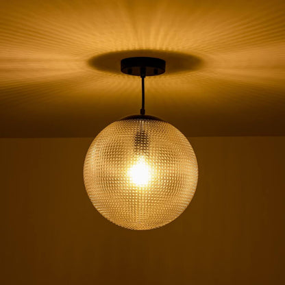 RoyaleGlow Dimmable Textured Glass Globe Pendant Light - Modern Industrial 11" Fixture
