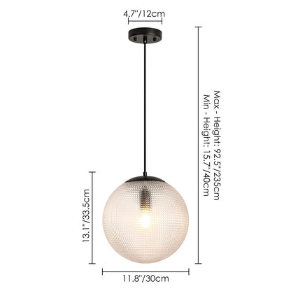 RoyaleGlow Dimmable Textured Glass Globe Pendant Light - Modern Industrial 11" Fixture