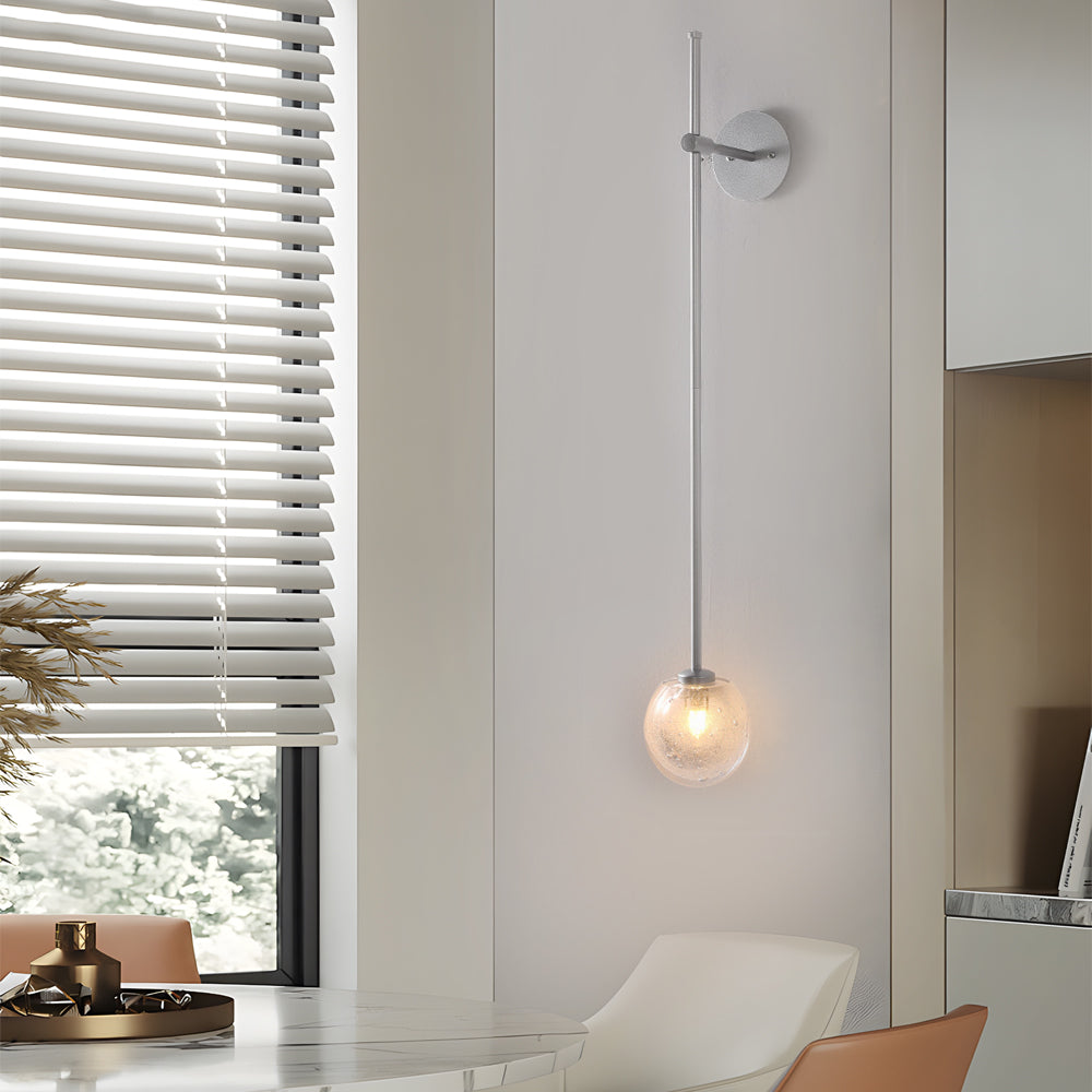 1-Light Glass Bubble Globe Slim Wall Light 6