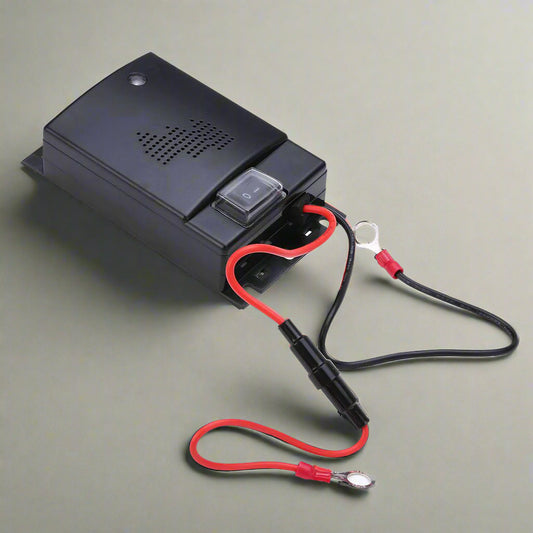 Ultrasonic vehicle squirrel repeller – prevents rodents like squirrels, mice, and chipmunks from damaging your car. Self-powered, 12V battery connection, 300 sq. ft. coverage, easy installation, and low-power consumption.