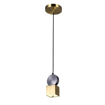 LuxRoyale Modern Cylindrical Brass & Black LED Pendant Light for Kitchen Island