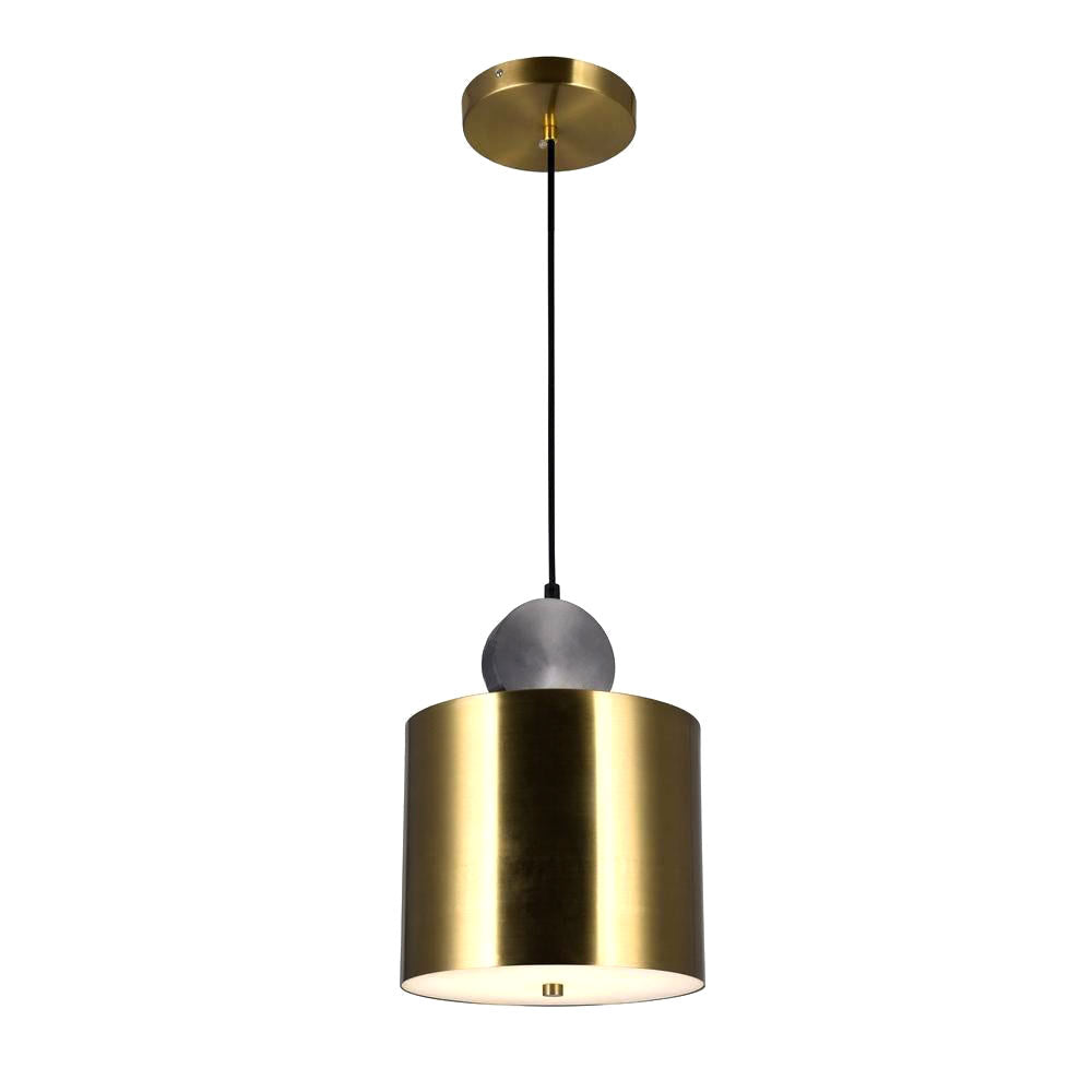 LuxRoyale Modern Cylindrical Brass & Black LED Pendant Light for Kitchen Island