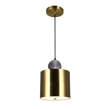 LuxRoyale Modern Cylindrical Brass & Black LED Pendant Light for Kitchen Island