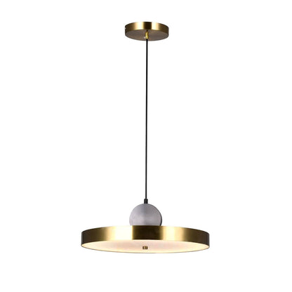LuxRoyale Modern Cylindrical Brass & Black LED Pendant Light for Kitchen Island