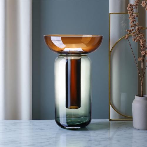 Royelux Modern Gradient Glass Vase - Minimalist Tabletop Decor