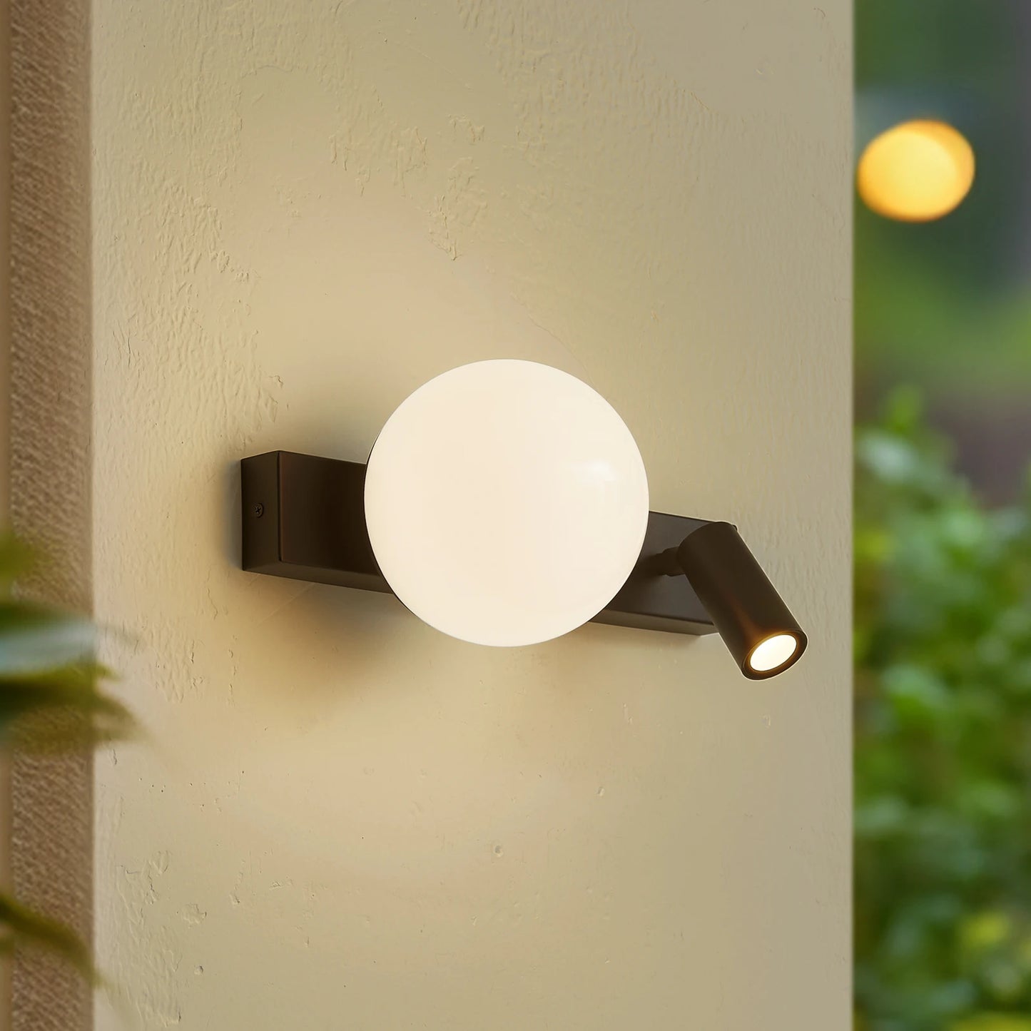 LuxRoyale Modern Alabaster Wall Sconce with Adjustable LED Reading Light