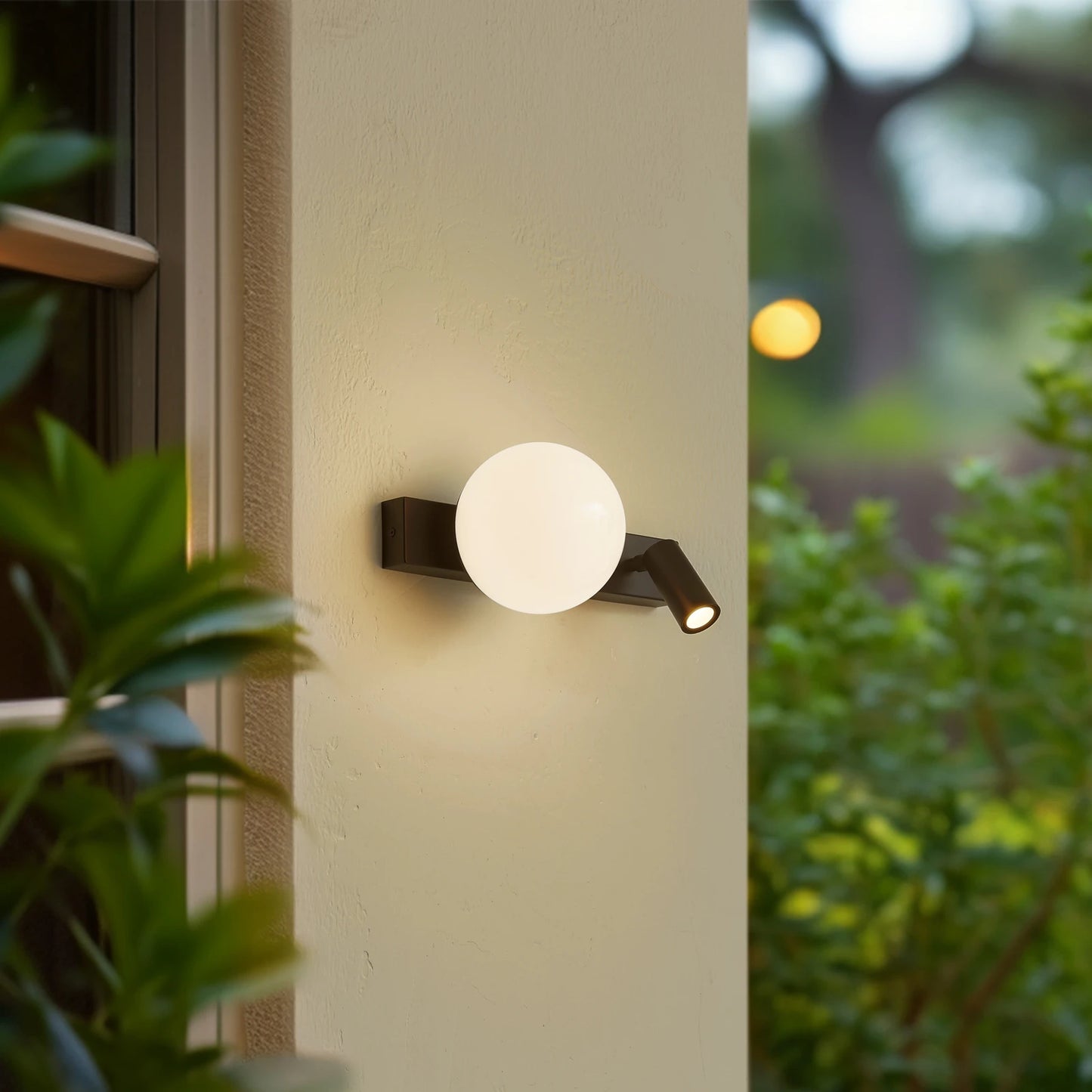LuxRoyale Modern Alabaster Wall Sconce with Adjustable LED Reading Light