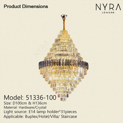 RoyaleGlow Anwar Crystal Chandelier Custom Size Luxury
