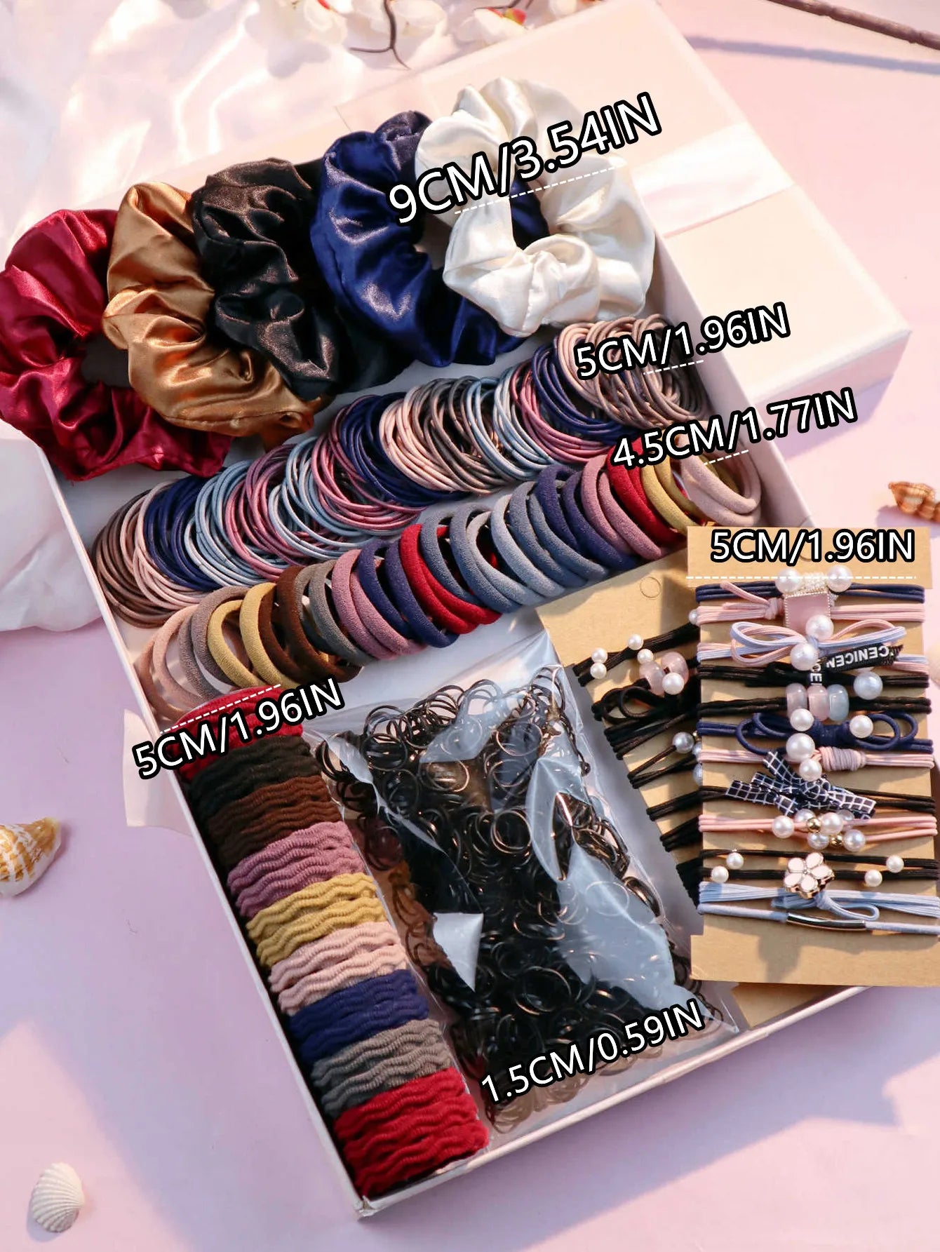 1085PCS Dark Hair Accessories for Woman Set Seamless Ponytail Holders Variety Hair Scrunchies HairBands Scrunchy Hair Ties 0