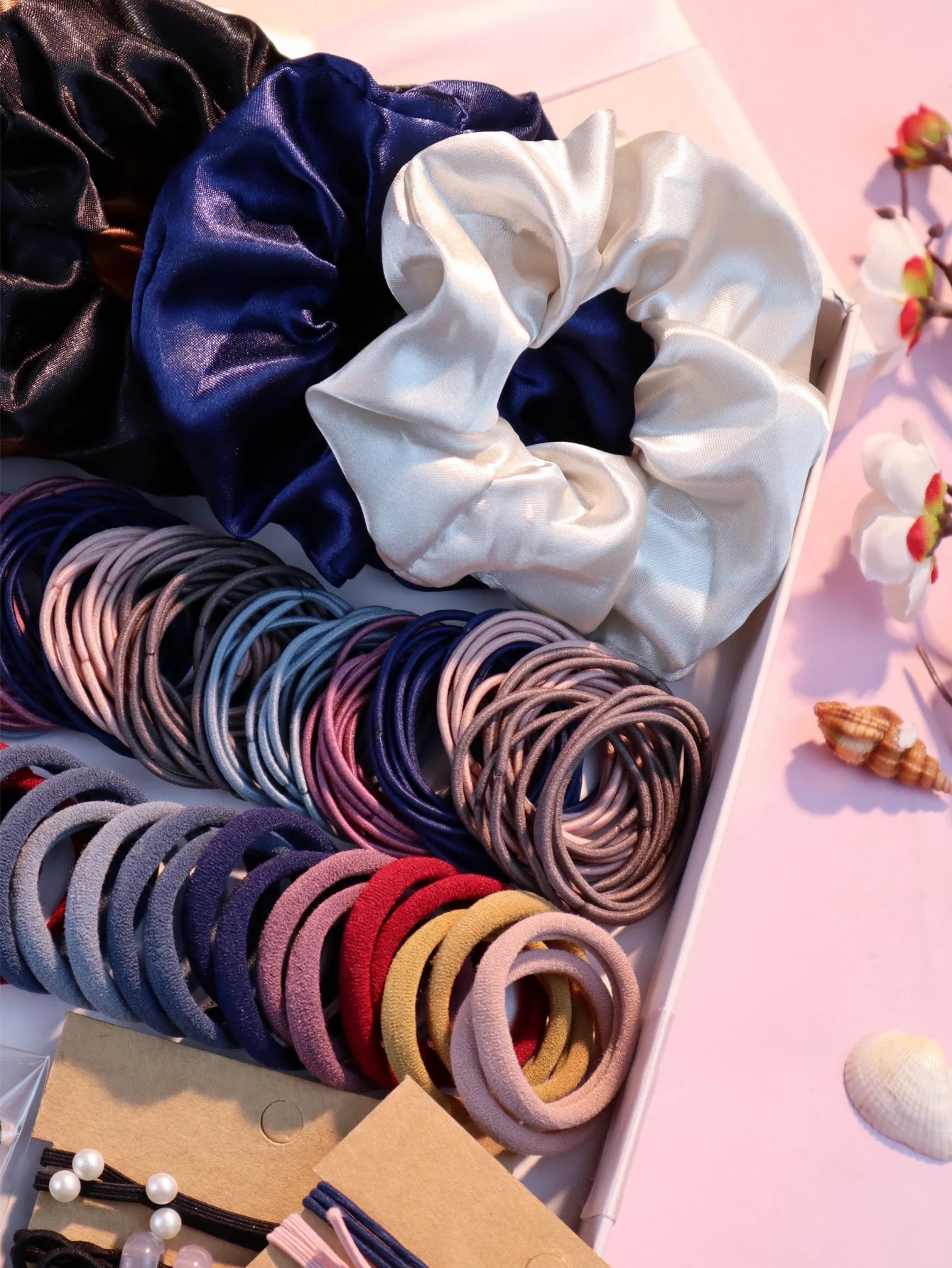 1085PCS Dark Hair Accessories for Woman Set Seamless Ponytail Holders Variety Hair Scrunchies HairBands Scrunchy Hair Ties 1