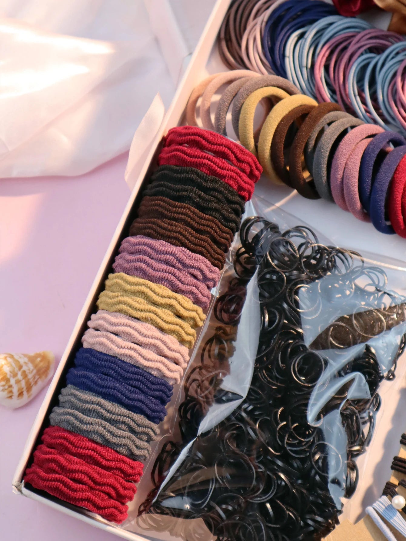 1085PCS Dark Hair Accessories for Woman Set Seamless Ponytail Holders Variety Hair Scrunchies HairBands Scrunchy Hair Ties 3