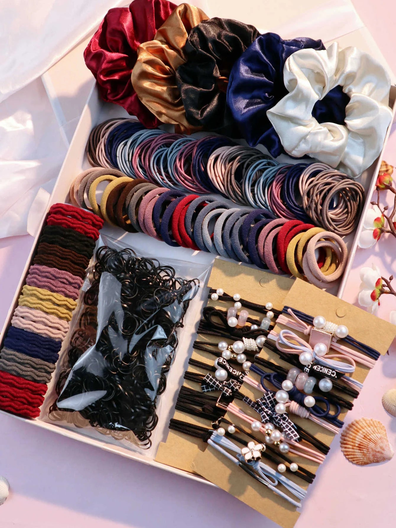 1085PCS Dark Hair Accessories for Woman Set Seamless Ponytail Holders Variety Hair Scrunchies HairBands Scrunchy Hair Ties 4