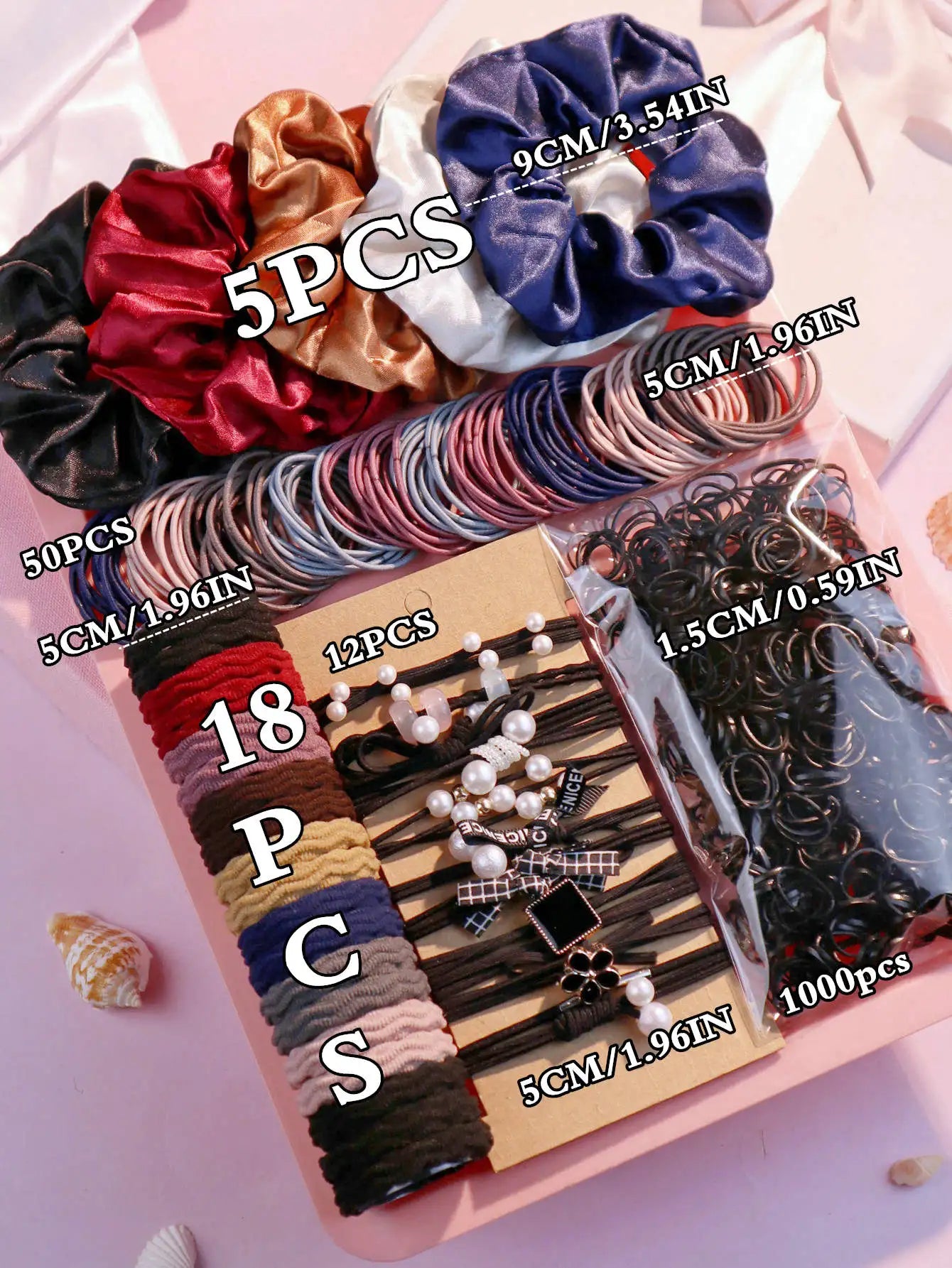 1085PCS Dark Hair Accessories for Woman Set Seamless Ponytail Holders Variety Hair Scrunchies HairBands Scrunchy Hair Ties 5