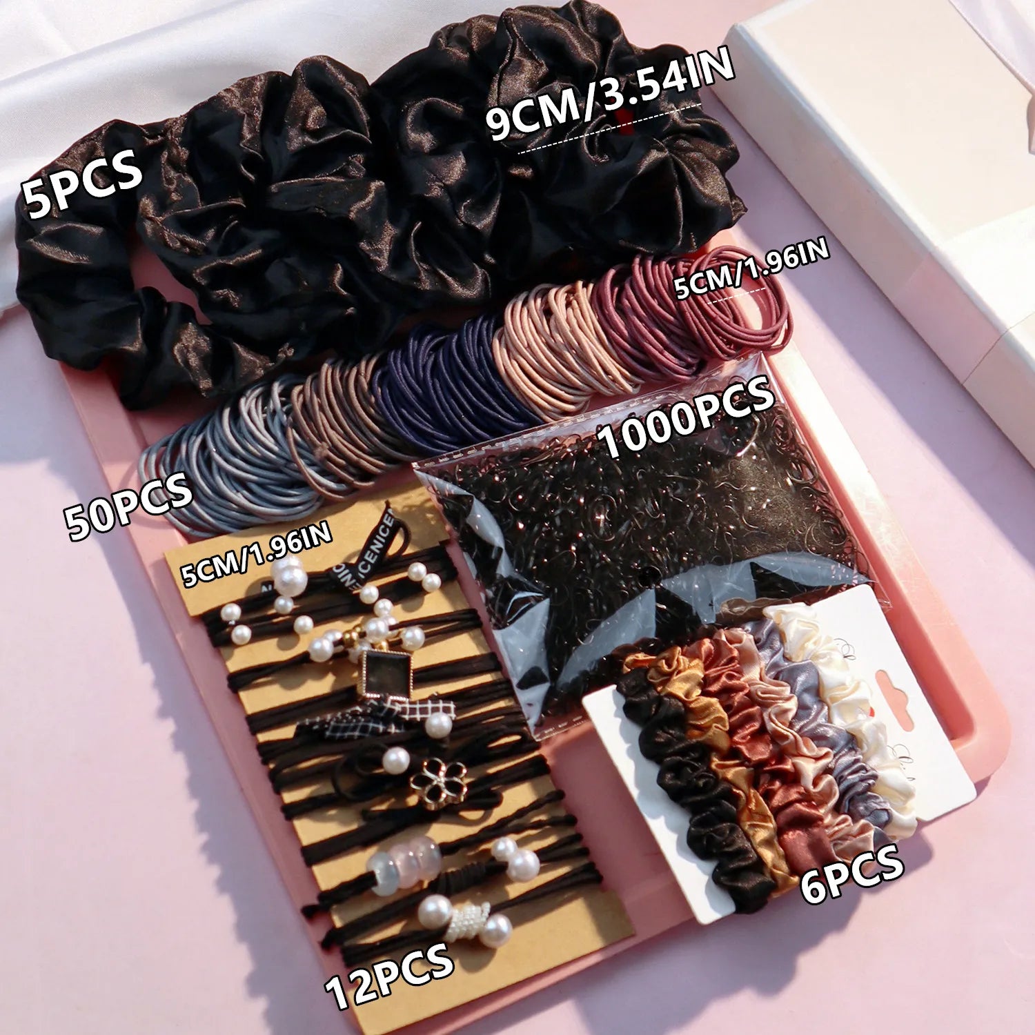 1085PCS Dark Hair Accessories for Woman Set Seamless Ponytail Holders Variety Hair Scrunchies HairBands Scrunchy Hair Ties 8