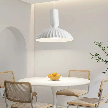 RoyaleGlow Pleated Dome Pendant Light - Modern Fluted Ceiling Fixture for Dining & Kitchen
