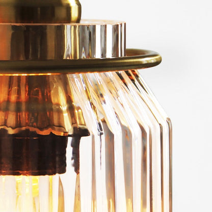 Lumora Vintage Wall Sconce With Ribbed Glass Shade - Antique Wall Light For Hallways