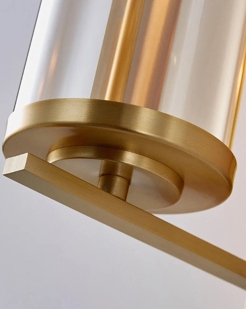 RoyaleGlow Farmhouse Brass Wall Sconce with Clear Cylinder Glass Shade - Royale Basic