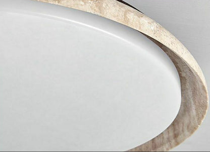 RoyaleGlow Round Travertine LED Flush Mount Ceiling Light - Modern Minimalist
