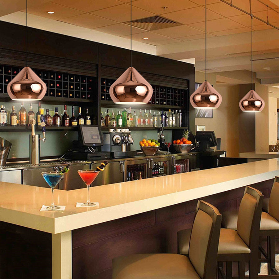 Royelux Modern Copper Pendant Light for Kitchen Island Dining Room Entryway Lighting