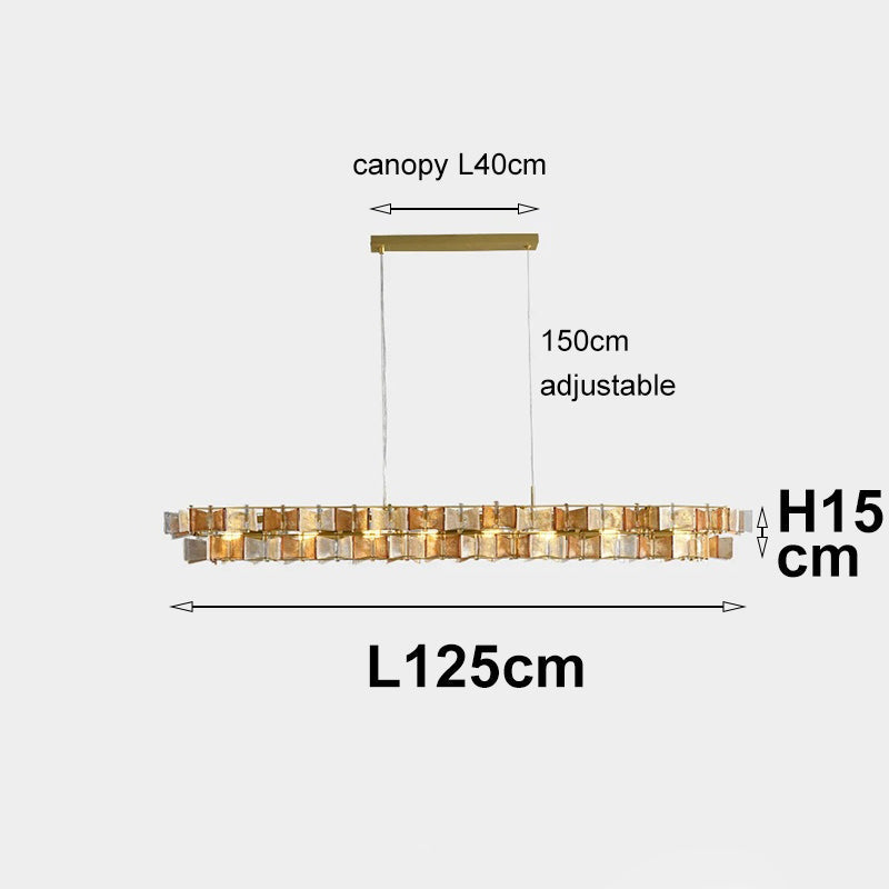 LuxRoyale Contemporary Glass Cube Chandelier-LED Gold Light Fixture